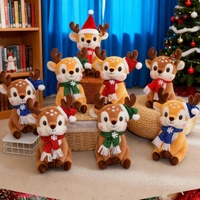 Jouet de Noël personnalisé en peluche douce adorable en forme de renne avec écharpe rouge et bonnet de Père Noël, cadeau de Noël pour enfants