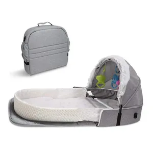 Fold-able Customized Color Baby Cot With Sunshield Carry-on Infant Bed For Travel Fashionable Baby Carrier Bag