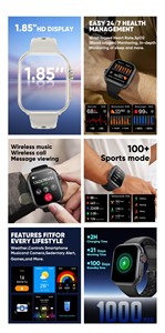 Relojes Inteligentes <span class=keywords><strong>para</strong></span> Hombre y Mujer <span class=keywords><strong>con</strong></span> Pantalla Táctil HD, Modos Deportivos, Resistentes al Agua, Batería de Larga Duración, Monitor de Frecuencia Cardíaca y Sueño <span class=keywords><strong>para</strong></span> Teléfonos Android y <span class=keywords><strong>Apple</strong></span> - Product Image 4