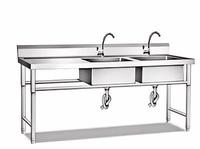 Évier commercial en acier inoxydable sur mesure, simple/double bac, avec plan de travail latéral, pour cuisine de restauration