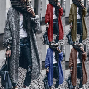 Cárdigan de punto grueso de <span class=keywords><strong>invierno</strong></span> de talla grande para <span class=keywords><strong>mujer</strong></span>, abrigo de suéter extragrande de punto grueso, cárdigan largo de punto de ganchillo pesado - Product Image 5