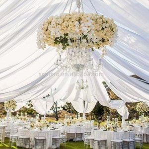 Cortinas de Techo Blancas Elegantes y Románticas para Bodas, 5x10 Pies, Tamaño Personalizable, Tela de Chifón Transparente, Panel de Tul para Fiestas, Arco, Escenario - Product Image 2