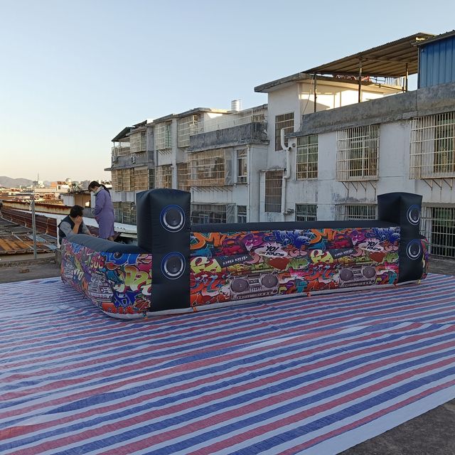 Inflatable DJ Bar with Sound Model Oxford Material Inflatable DJ Booth for Nightclub Pub Party Includes Air Blower Accessory