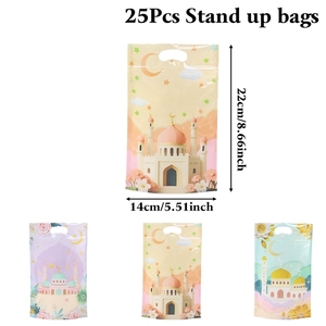 Bolsas de Regalo con Cierre de Cremallera para Eid, 3 Estilos Surtidos - 25 Piezas, Bolsas de Regalo de Ramadán Kareem, Bolsas de Plástico para Dulces y Galletas Eid Mubarak, Proveedor para Festivales - Product Image 6