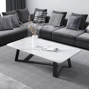 Tavolino da Caffè in Lastra <span class=keywords><strong>di</strong></span> Ardesia con Struttura in Acrilico, Stile Moderno Nordico <span class=keywords><strong>di</strong></span> Lusso Leggero, Arredamento per Soggiorno per Piccoli Appartamenti - Product Image 1