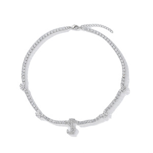 Stk Diamond Tennis Necklace Women Round Brilliant Cut Butterfly Pendant Clavicle Chain Everyday Wear 385cm Extension - Product Image 1