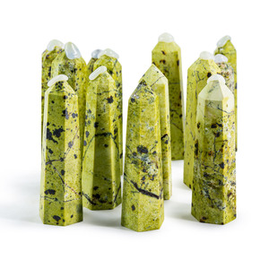 Nuovo Prodotto Artigianato Popolare Pietre Preziose Reiki Serpentino dal Perù Torre a Punta Mosaico Bacchette Cristalli Pietre Curative - Product Image 4