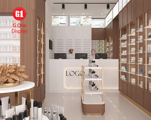 Diseño de Muebles Modernos para Tiendas de Atención Médica |   Mostrador de Exhibición Moderno para Tienda y Estantes de Madera Pintados a Medida de Doble Cara - Product Image 3