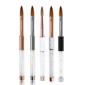Pinceau à ongles en acrylique 100% pur Kolinsky, tailles 8-18, manche en cristal argenté pour soins professionnels des ongles - Product Image 6