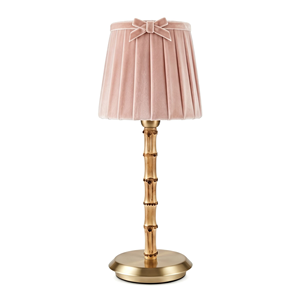 Lampe de table LED à capteur tactile avec abat-jour en velours, support en bambou, lumière rechargeable sans fil personnalisée pour la décoration intérieure et extérieure - Product Image 1