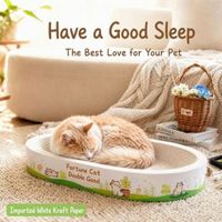 Lit à gratter pour chat en carton ondulé ovale, durable, pour chats d'intérieur