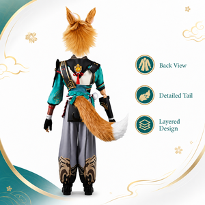 Costume de <span class=keywords><strong>cosplay</strong></span> <span class=keywords><strong>Gorou</strong></span> Render, uniforme de renard, unisexe, pour adultes, ensemble de costumes d'Halloween, polyester, en stock - Product Image 5