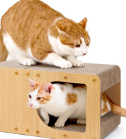 Lit-griffoir mural pour chat en carton ondulé durable et respirant, combo villa double couche extra-large en forme de téléviseur