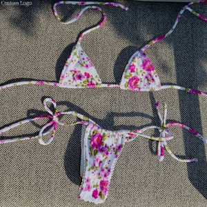 Conjuntos de <span class=keywords><strong>Bikini</strong></span> Triangulares Sexys para Mujer, Traje de Baño con Tanga, Tirantes Ajustables, Venta al por Mayor, Logotipo Personalizado - Product Image 1