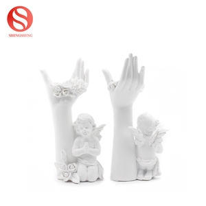 Casa de lujo de mesa de Oficina Decoración superior Cruz flor Rosa <span class=keywords><strong>palma</strong></span> de mano resina querubín - Product Image 6