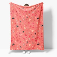 Cadeaux d'automne et d'hiver imprimés en forme de cœur mignons et différents personnalisables, couverture en flanelle chaude, confortable et douce