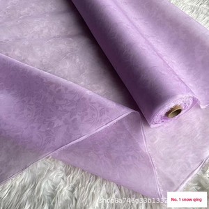 Tissu Organza Jacquard 100% <span class=keywords><strong>Soie</strong></span> <span class=keywords><strong>de</strong></span> Mûrier 12mm 140cm 58gsm, Tulle Rigide Résistant à l'Abrasion pour Vêtements Cheongsam - Product Image 5