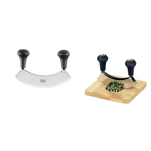 Tabla de cortar hierbas con cuchillo oscilante, juego de 2 piezas de acero inoxidable para uso en la cocina - Product Image 2