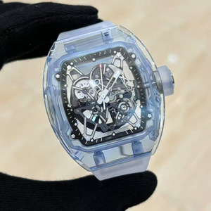 Customized logo Designer Style 3502 Luxurious Blue Crystal <b>Skeletonized</b> Tourbillon <b>Automatic</b> Mechanical <b>Watch</b> for Men - Product Image 1