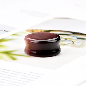 Piedras preciosas personalizadas y vidrio de <span class=keywords><strong>6mm</strong></span> a 25mm Opción disponible Cat Eye Double Flare <span class=keywords><strong>Ear</strong></span> Plug Rojo oscuro - Product Image 4