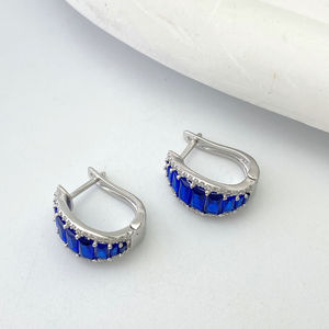 Boucles d'oreilles géométriques en zircone micro-incrusté à la mode Boucles d'oreilles <span class=keywords><strong>Borland</strong></span> vert polyvalent Bijoux - Product Image 6
