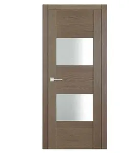 Proveedor de China de MDF chapa de madera Durable Interior puertas de oficina con ventanas de baño puertas interiores de madera