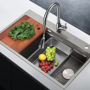 <b>Kitchen</b> Sink 304 Stainless Steel Single Bowl Nano Handmade Sink Double <b>Step</b> Multifunctional - Product Image 1