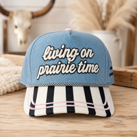 Cappellino da Baseball Dymf in Denim con Ricamo Stile Western, 5 Pannelli, Visiera Personalizzata a Blocchi di Colore, Regolabile, in Cotone per Donne