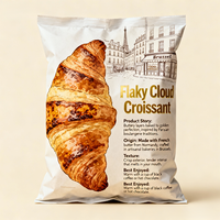 Emballage personnalisé pour en-cas frits en forme de croissant nuageux, de qualité alimentaire, avec fond plat et fermeture scellée, sachets en mylar