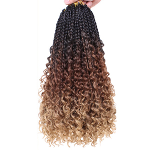 <span class=keywords><strong>Extension</strong></span> per Capelli Sintetici a Treccine Box Braids Marrone Ombré <span class=keywords><strong>con</strong></span> Punte Ricce, Fibra Resistente al Calore, Stile Messy Box Braids - Product Image 6