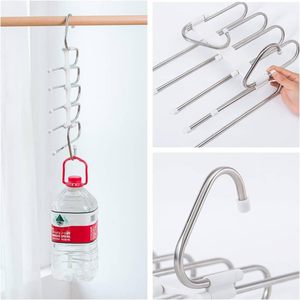 Whole Sale Multifunction 5 in 1 Metal Wardrobe Organizer Magic Pants <b>Hangers</b> for Bathroom Clothes Rack Shelves Space Saving - Product Image 4