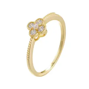 Wholesale 925 Silver Ring Jewelry 18K Gold Plated Real 925 Sterling Silver Simple Gold Rings Zircon Diamond Ring Women