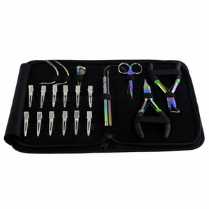 Customized Hair Extension Tools kit Mini Scissor Pulling Hook Micro <b>Beads</b> Pliers with C type <b>needles</b> crochet hook loop tool - Product Image 1