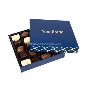 Kotak kertas tampilan coklat makanan ringan persegi panjang kustom Logo kustom kualitas terbaik Cajas Para Chocolate Artesanales