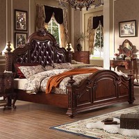 Luxuriöse Moderne Kingsize-Betten Schlafzimmermöbel Klassischer Französischer Kleiderschrank Bett Schlafzimmer-Möbelset Massivholz Stoff Doppelbett