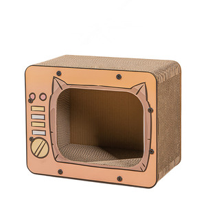 Klassieke houten gegolfde krabpaalbox binnenhuisdierenlounge meubels kerstboom krabpaal Halloween kattenhuis nieuwe doos - Product Image 4