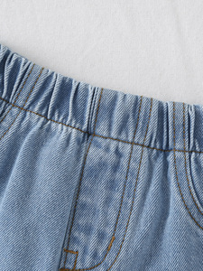 เสื้อกั๊กปักลายเชอร์รี่และกางเกงยีนส์ขาสั้นเอวสูงทรงหลวมสำหรับสวมใส่สบายๆ ทุกวันสำหรับเด็กผู้หญิง ชุดเสื้อผ้าเด็กผู้หญิง 0-3 ปี - Product Image 5