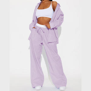 Ensemble de costumes décontractés à rayures King Mcgreen Star pour femmes, blazer et <span class=keywords><strong>pantalon</strong></span> à jambe droite avec logo personnalisé pour femmes de bureau - Product Image 5