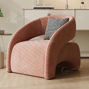 Sillón de lujo nórdico para sala de estar, marco de madera, tela de terciopelo, acento de ocio, con cojín para uso en apartamentos y hoteles - Product Image 5