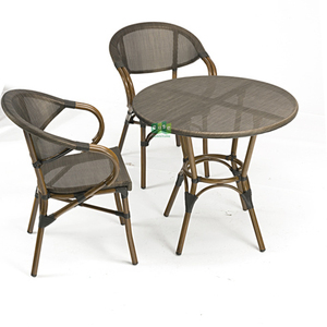 (E9005NEW) Restaurant Furniture Aluminum Bamboo Look Outdoor French <strong>Bistro</strong> <strong>Table</strong> - Product Image 5