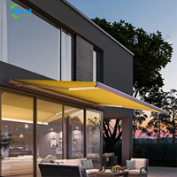 Auvent motorisé à cassette intégrale, rétraction automatique par vent, auvent rétractable imperméable avec télécommande pour jardin et hôtel