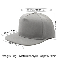 Gorras de Béisbol Personalizadas de Color Sólido, Estilo Hip Hop, Visera Plana, Cierre a Presión, Logotipo Bordado, 5 Paneles, Unisex, Venta al Por Mayor, Acrílicas