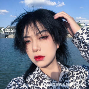 Parrucca da uomo con coda di lupo, capelli lunghi, stile coreano Mullet, elegante, bianca, naturale, voluminosa, copertura completa della testa, alta qualità - Product Image 3