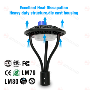 IP65 130Lm/W 60W 100W 150W ETL CETL ROHS 5 Years Warranty Photocell Motion Sensor 0-10V Dimming LED Post Top Lamp for Street - Product Image 2