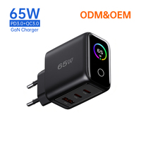 Chargeur rapide GaN 65W Tommox avec protection OTP, chargeur mural numérique personnalisé pour ordinateur portable, tablette, iPad, téléphone - Deux ports USB-C