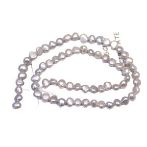 Collar y Pulsera de Perlas Sueltas Gris Claro de Doble Cara Estilo Barroco, Materiales Semielaborados para Manualidades, Color Blanco Perla - Product Image 5