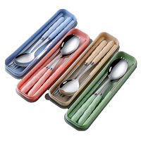 Vente chaude Portable En Acier Inoxydable Couverts Ensemble Comprend Fourchette Cuillère pour Enfants Déjeuner Moderne pour Extérieur 3pcs Emballage Cadeau