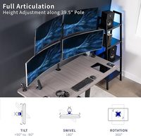 Support de moniteur LCD quadruple réglable sur rail horizontal incurvé