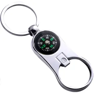 WDD438 Portable Bag Pendant Opener Custom Logo Bottle Opener Creative Household Kitchen Metal Compass Keychain Beer Opener