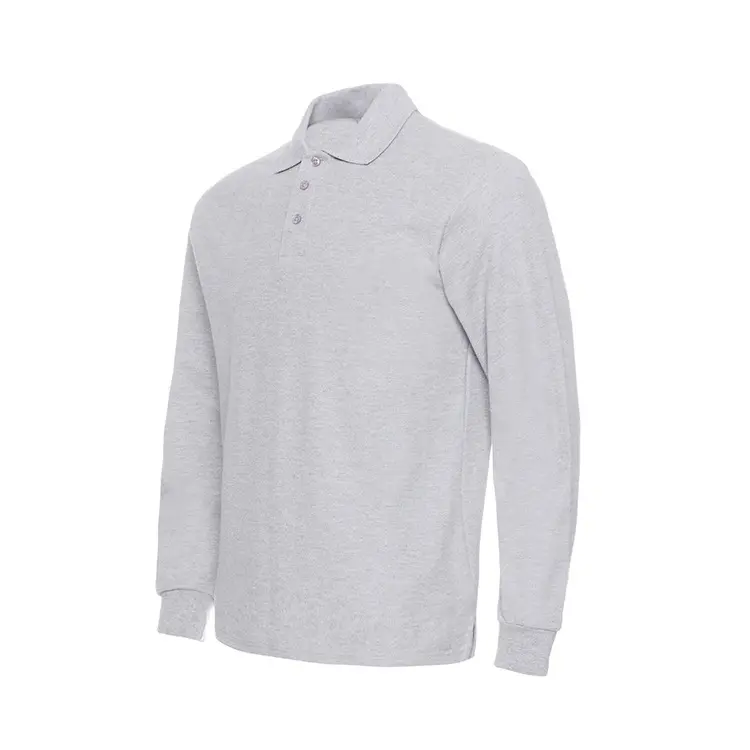 New Styles Men Plain Color Golf Shirts Long Sleeves Rib Collar Cuff Cotton Polyester Pique Fabric Men Custom Polo Shirts